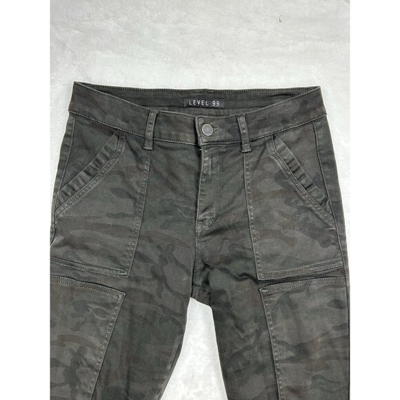 Level 99 Women’s Skinny  Utility Jogger Sz 27  Camo Stretch Neon Ankle Zip Pants - Picture 9 of 10